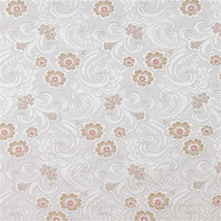 Designer Fabrics 54 in. Wide Silver- White And Mahogany Red- Paisley Floral Brocade Upholstery Fabric D123
